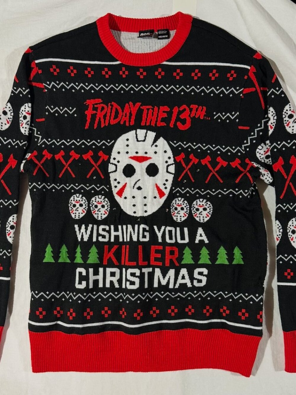 Friday the 13th Ugly Christmas Sweater M Jason Killer  Horror Knit Halloween
